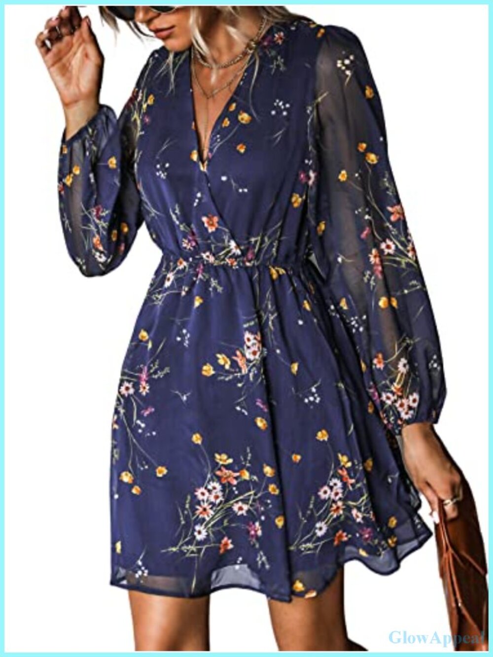 CUPSHE Floral Mini Dress Long Sleeve Wedding Guest